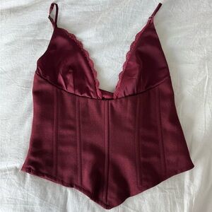 REVOLVE Burgundy Lace Trim Cami Top